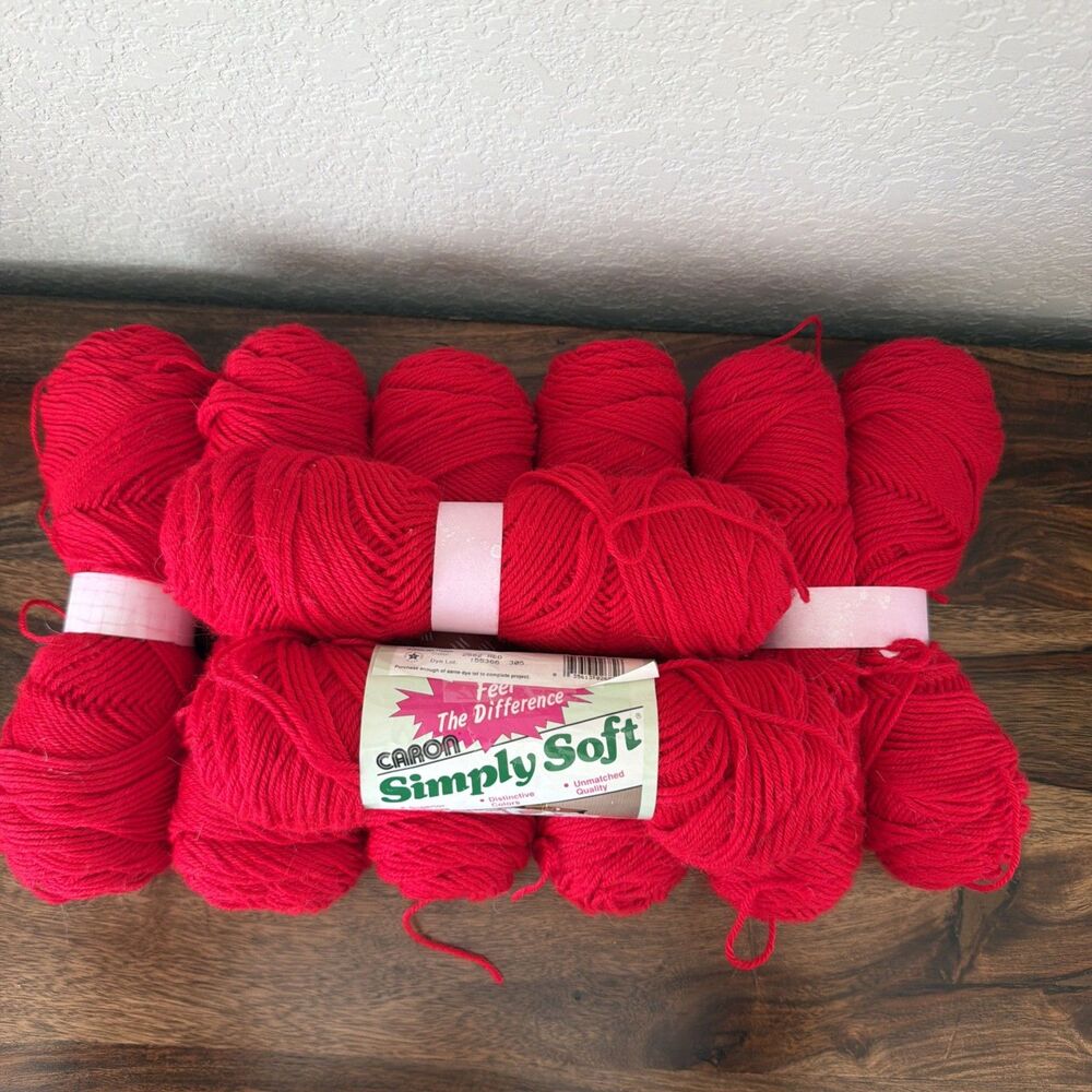 Lot of 8 2682 Red Caron Yarn Simply Soft 100% Acrylic 3 oz 4 Ply Worsted